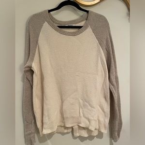 Madewell Sweater with Split Back (cream/ brown, size L)